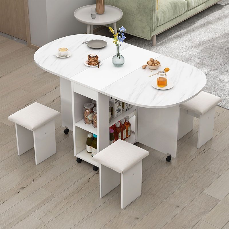 Mesa de comedor plegable doméstica móvil retráctil rectangular simple mesas y sillas multifuncionales de tipo pequeño mesas de comedor combinadas