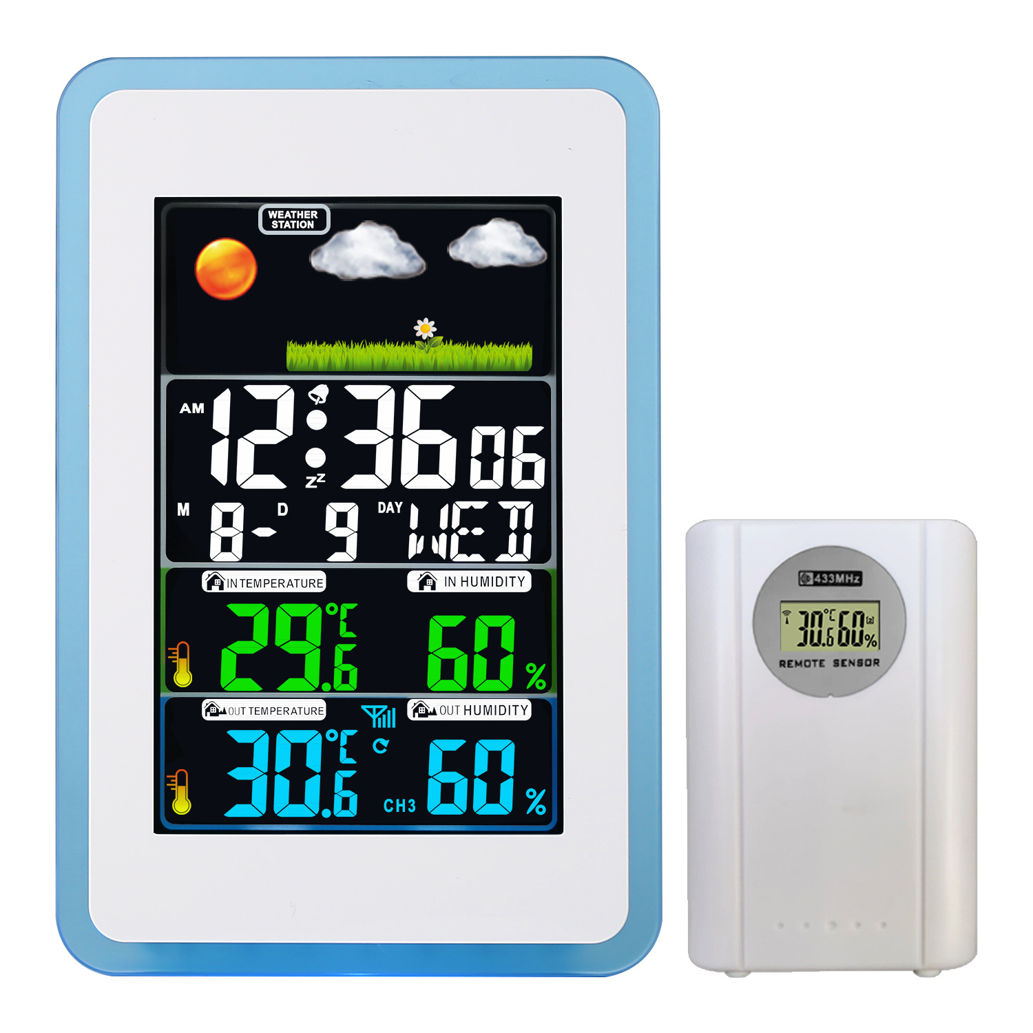 H173G-Clour 흰색/파란색 투명 프레임