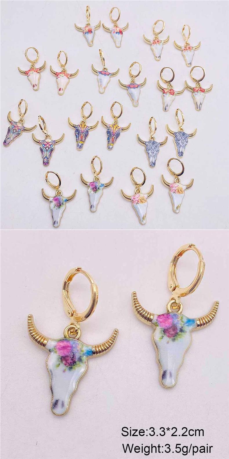 1 Pair Casual Retro Simple Style Cattle Metal Drop Earrings display picture 1