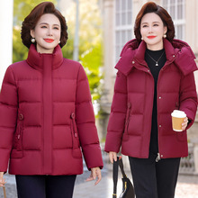 品牌中年羽绒服女2025冬季加厚保暖妈妈装宽松显瘦连帽白鸭绒外套