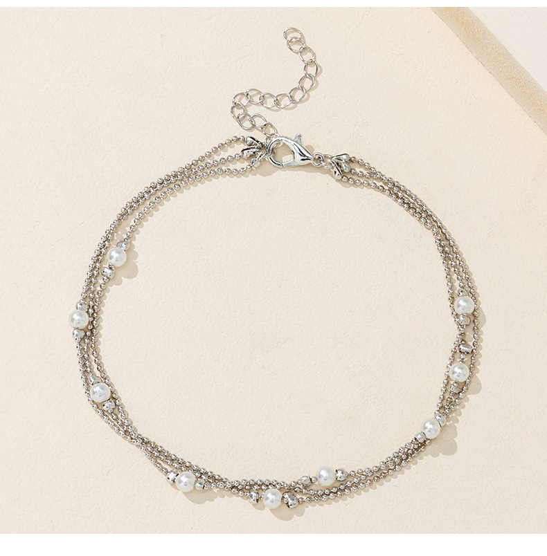 Daily Occasion Alloy Material Fashion Solid Color Alloy Plating Anklet