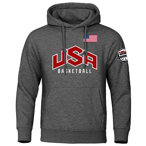 USA Basketballer Printed Sports Hoodie Men Warm Full Sleeve