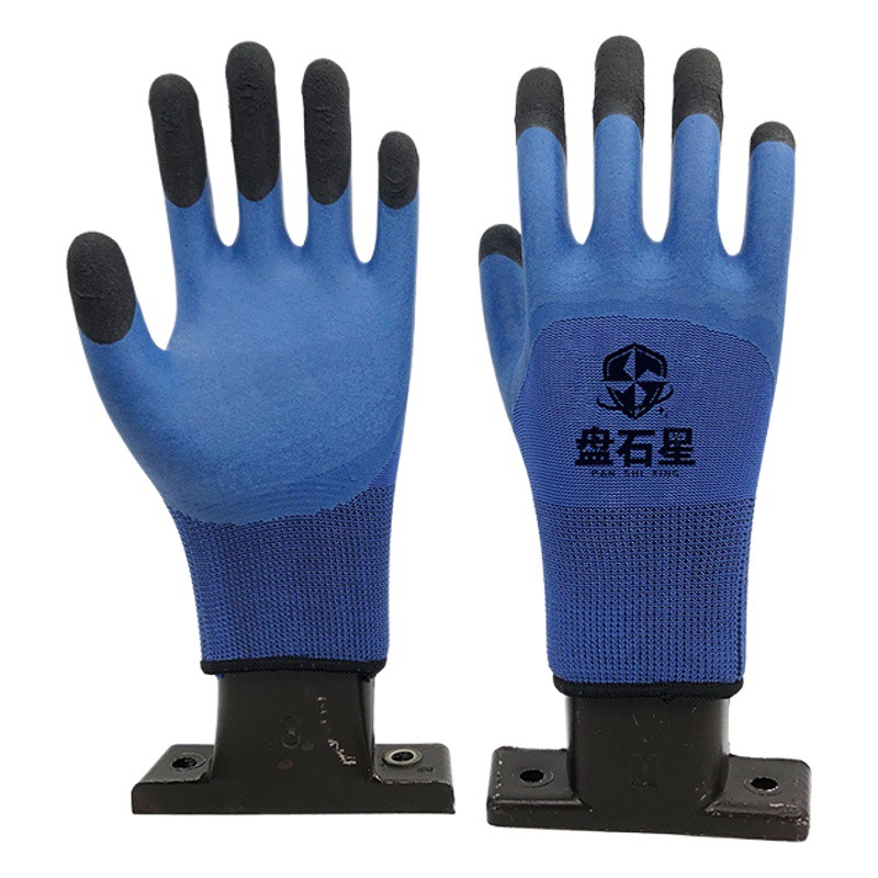 El rey respirable reforzó los guantes de trabajo del dedo guantes de trabajo al por mayor resistentes al desgaste guantes de goma del verano con goma