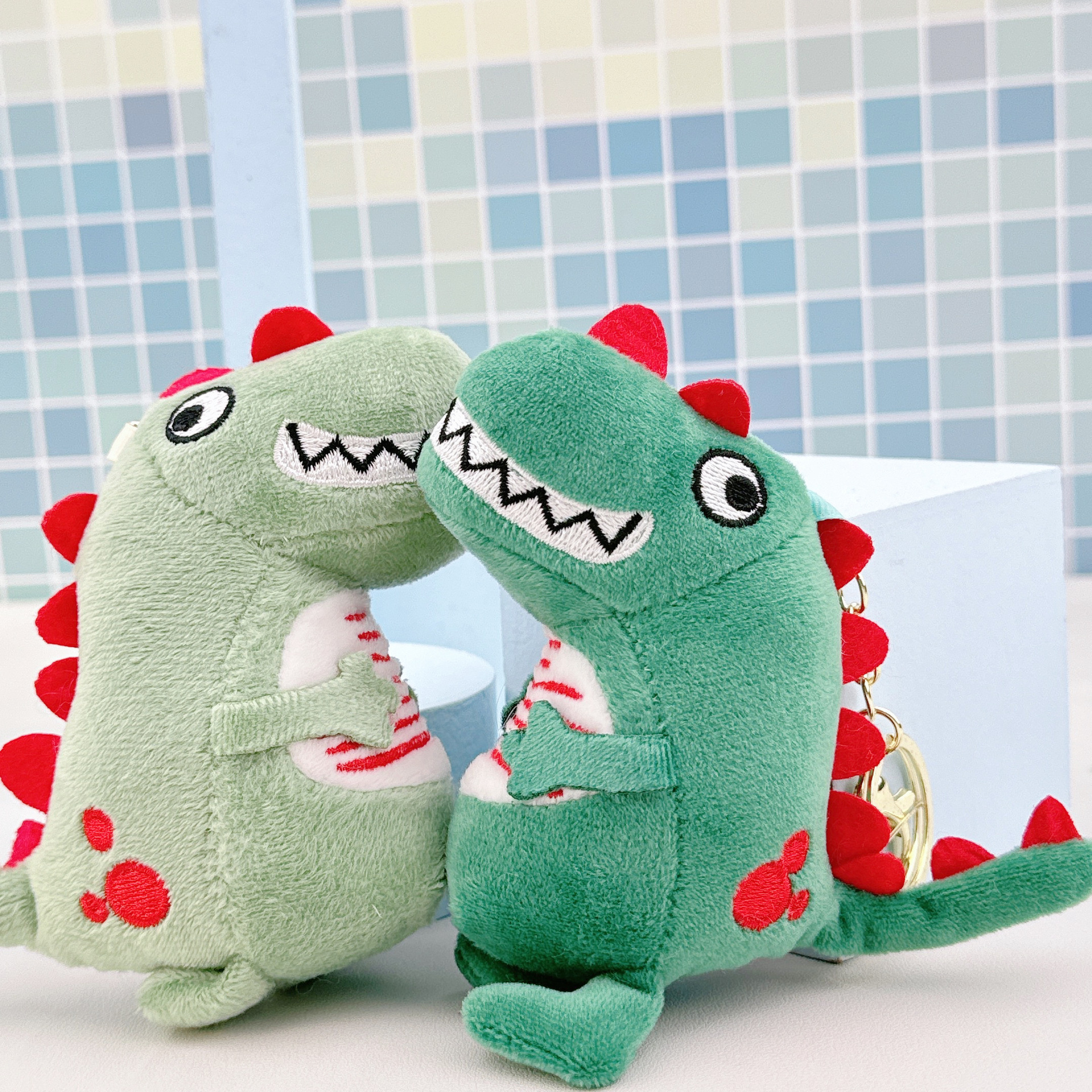 Cartoon Cute Dinosaur Plush Keychain, Green Dino Soft Toy, Bag Charm, Dinosaur Figurine, Key Holder