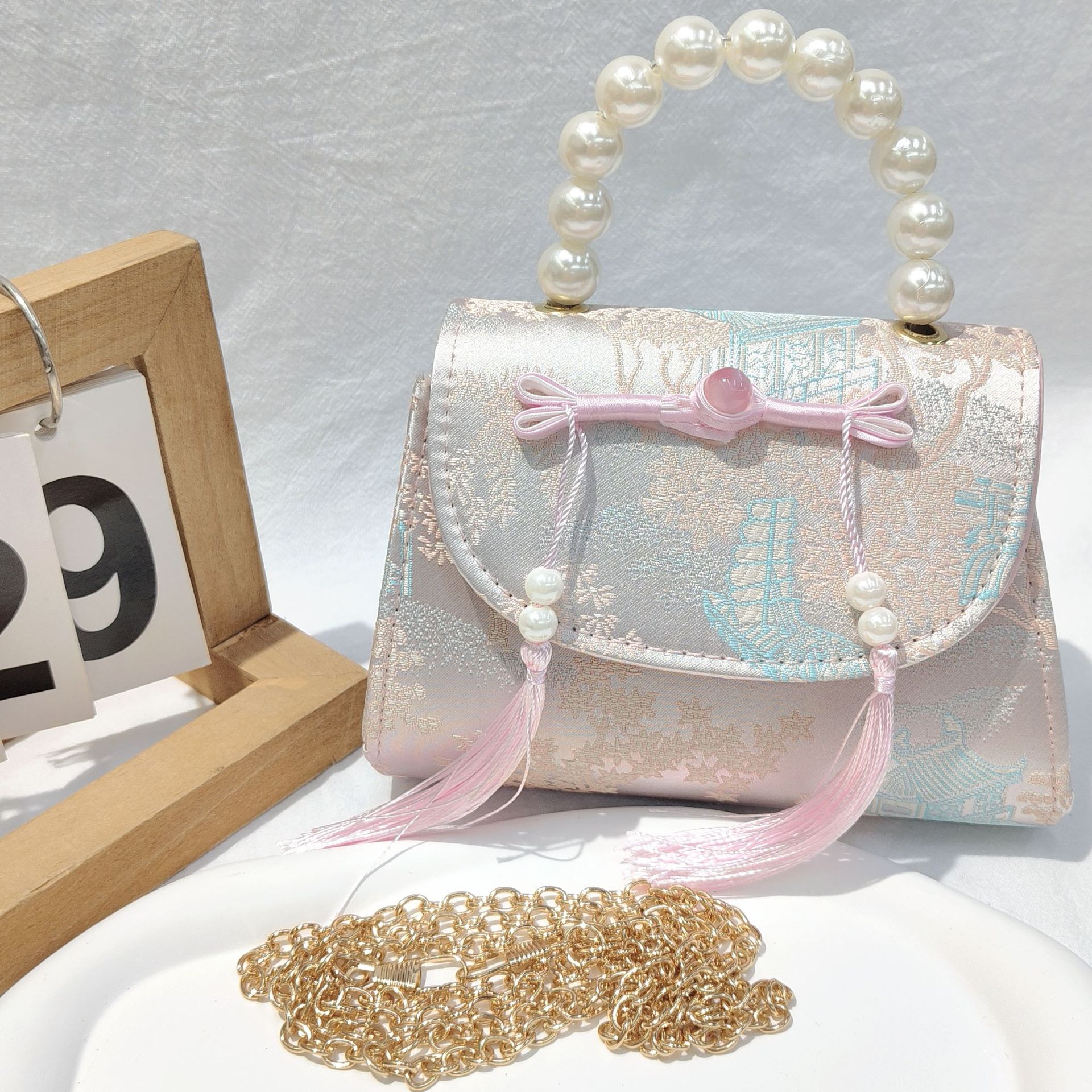 Bolso de arco para niños bolso de rosa de verano bolso de mochila para chicas bolso de princesa de perla pequeña bolsa de cambio de viento fragante