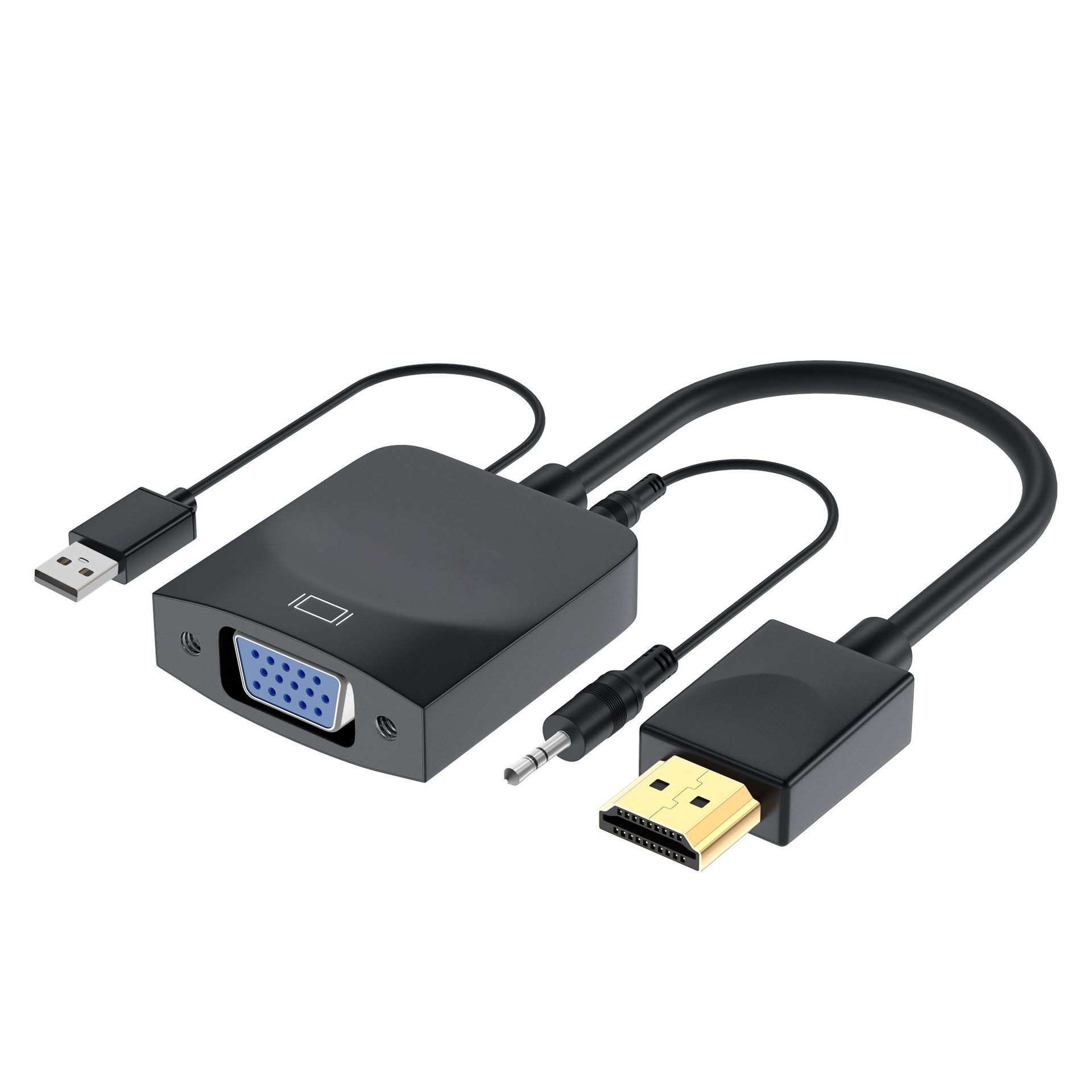 HDMI sang VGA có nguồn điện chuyển đổi âm thanh máy tính kết nối hộp giải mã tín hiệu truyền hình cáp chuyển đổi màn hình TV