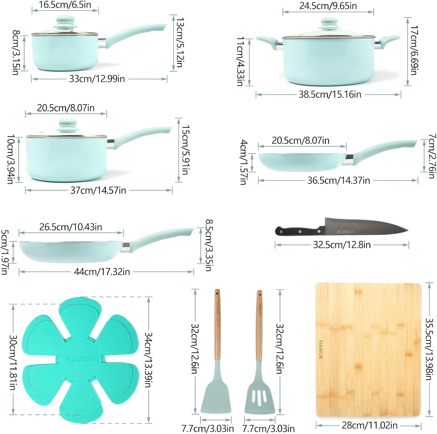 Fábrica directa de 15 piezas de set de ollas sin humo sin toque bandeja popular cocina set de regalos ollas