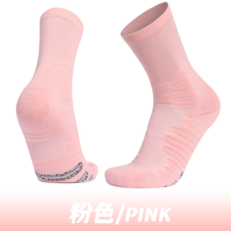 Calcetines deportivos profesionales, de color liso, con hilo antideslizante resistente, resistentes al desgaste, con base de toalla antideslizante, calcetines a media pantorrilla, calcetines de baloncesto transpirables de malla.