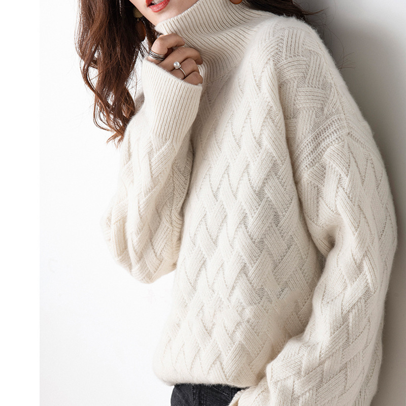Women's Clothing High Collar Sweater Women Loose Thickened Women Autumn And Winter Mat Knitted Sweater_voghion.com