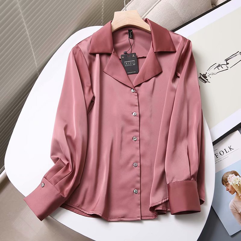 Suit Collar Satin Drape Shirt NSAM46204