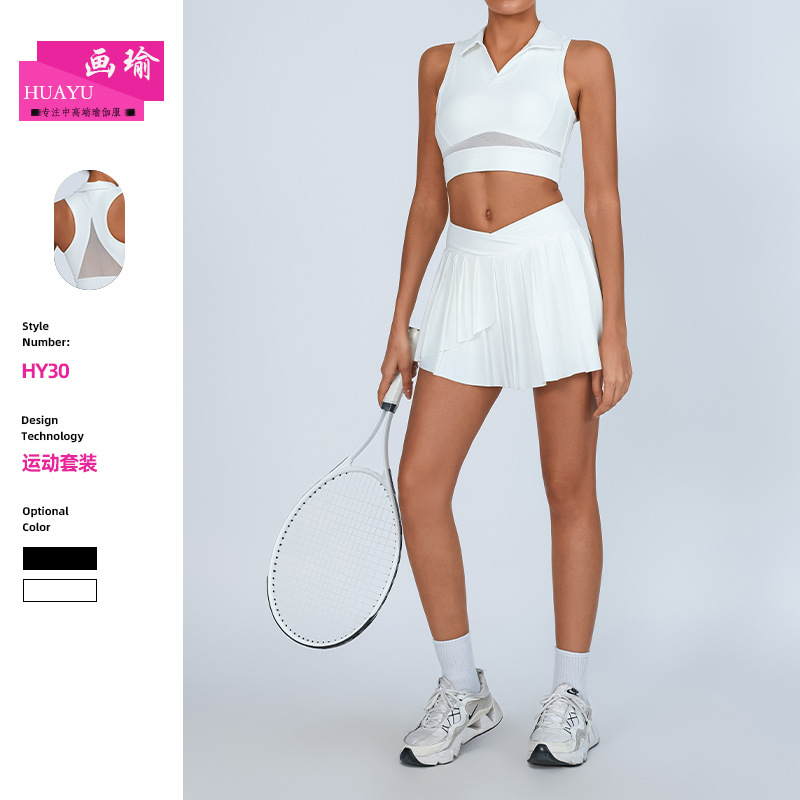 Comercio exterior falso de dos piezas desnudas deportivas correr yoga falda corta falda fitness tenis golf falda corta de calzado de calzado de calzado image 1