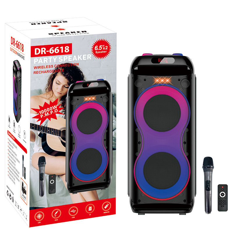 DR-6618 クロスボーダー新 JBI ライトハイパワー Bluetooth スピーカー路上ミュージシャンワイヤレスマイクカラオケオーディオ|undefined
