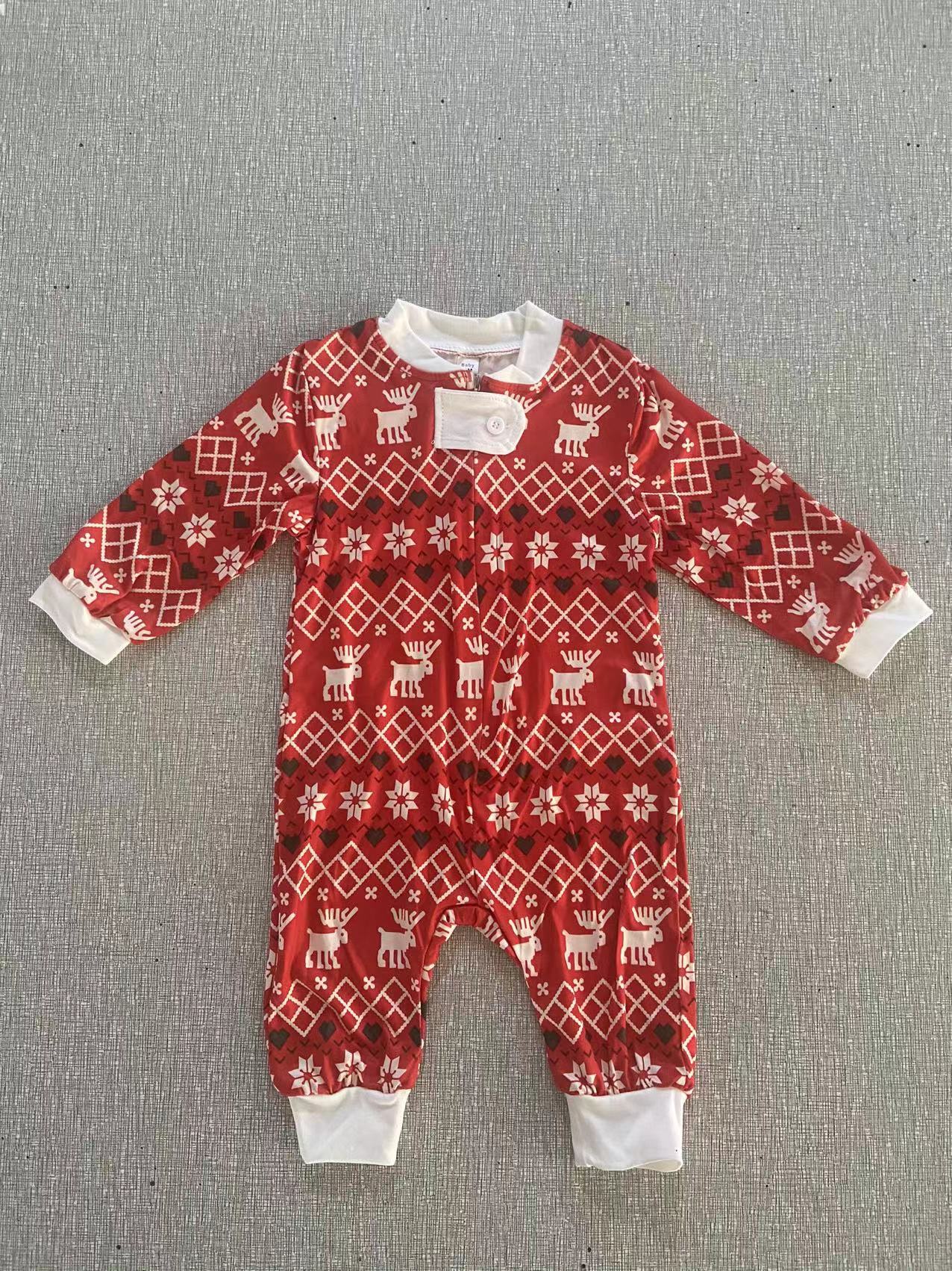 Új, karácsonyi, családi, szülő-gyermek öltöny, mintás, hosszú ujjú, kerek nyakú pizsama, fehérnemű és hálóruha_voghion.com