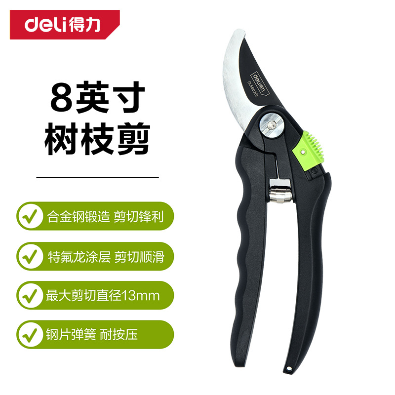 得力8寸修枝剪DL580201园艺剪刀果树树枝花艺花卉剪子园林工具