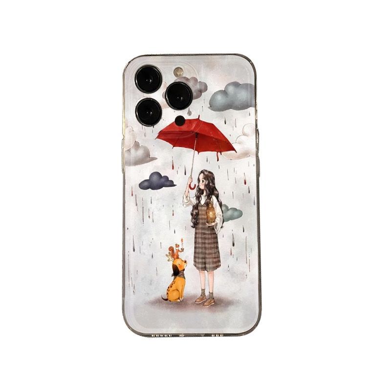Cover protettiva per iphone con design ragazza con ombrello_voghion.com