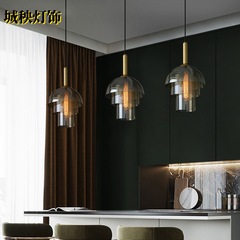 美式简约设计师餐厅咖啡厅吧台灯具工业风复古卧室床头玻璃吊灯