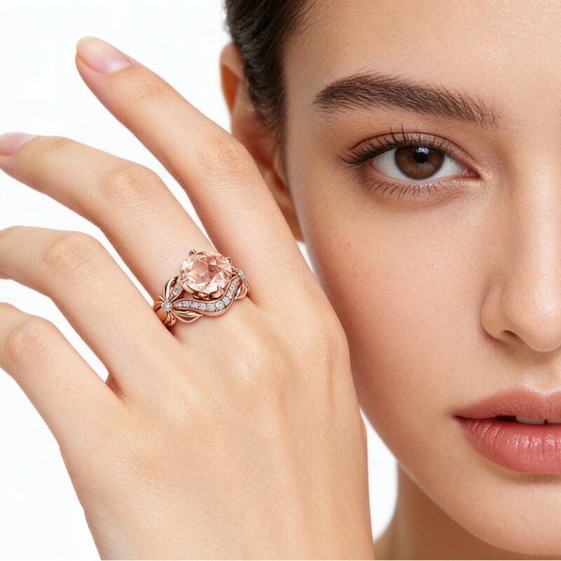 Chenrui Cross-Border Hot-Selling Jewelry Rose Gold Champagne Zircon Flower Women's Ring Fashion Single Product Factory Direct Sale Chenrui Cross-Border Hot-Selling Jewelry Rose Gold Champagne Zircon Flower Women's Ring Fashion Single Product Factory Direct Sale