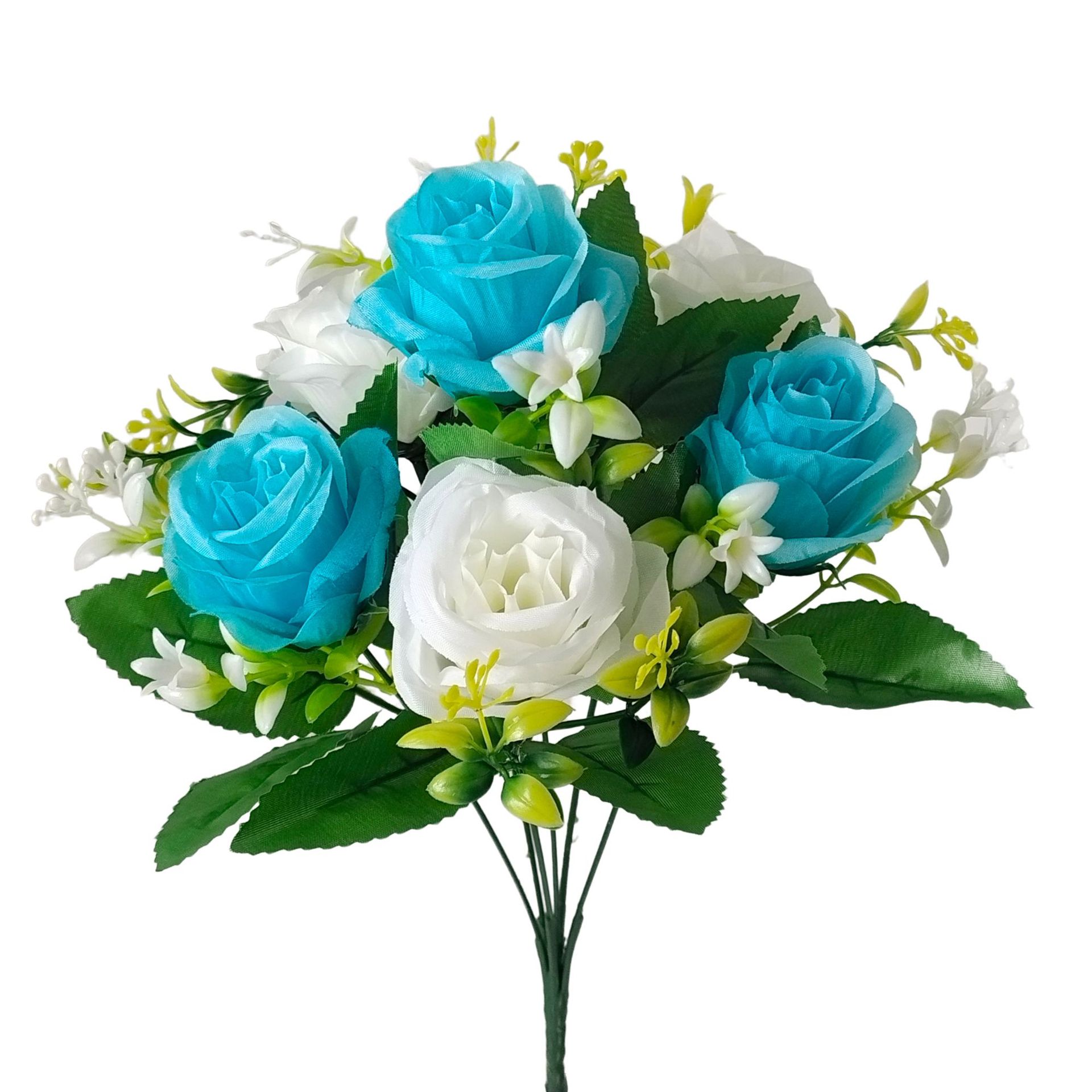 Flores artificiales de fábrica al por mayor, grandes cantidades, precios favorables, rosas para decoración del hogar, flores de seda, ramo de flores artificiales de granada de 6 cabezas.