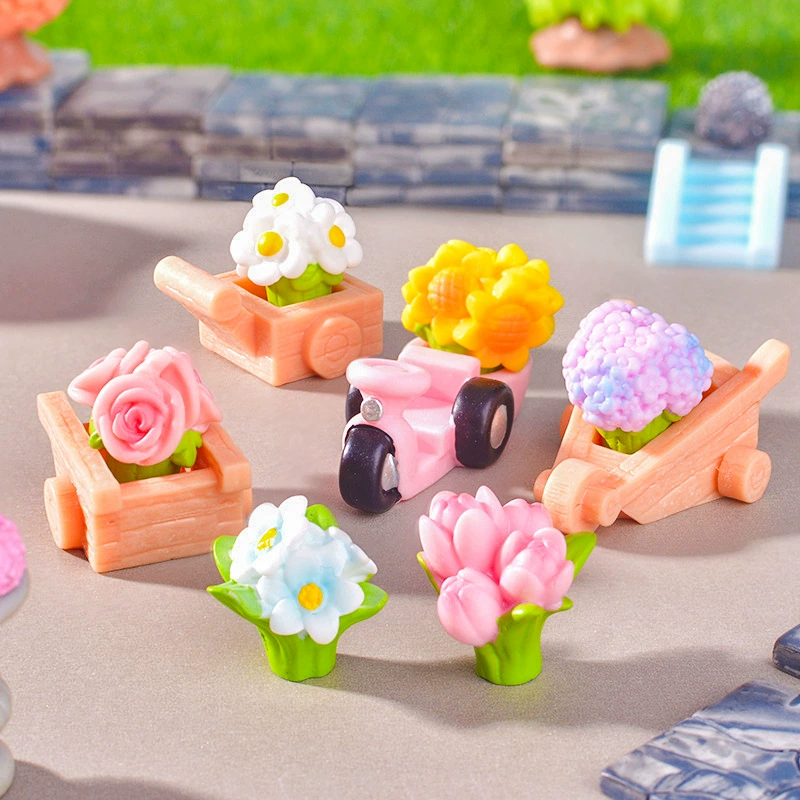 Микро пейзажные украшения, цветочная тележка, садоводство, домашний ландшафтный дизайн, смола, сделай сам, ремесло, декоративные маленькие украшения, элитные
