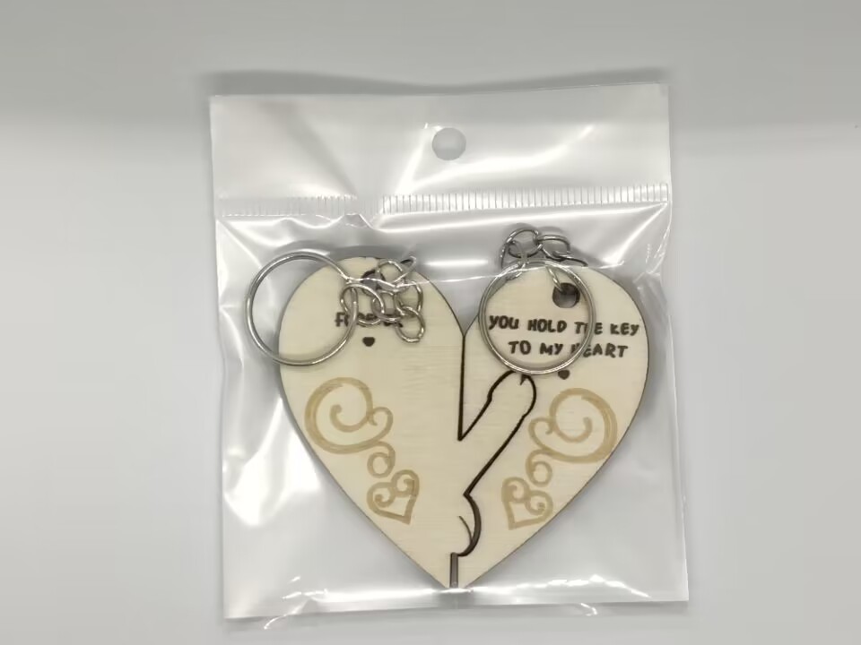Title 9, Engraved Creative Wooden Love Couple Keychain. ...