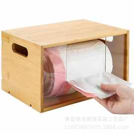 木质厨房垃圾袋收纳盒壁挂式方形塑料袋储物盒实木橱柜物品放置盒