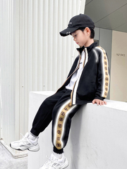 24海媽家兒童韓版童裝兩件套男童春季新款純棉印花運動服套裝針織