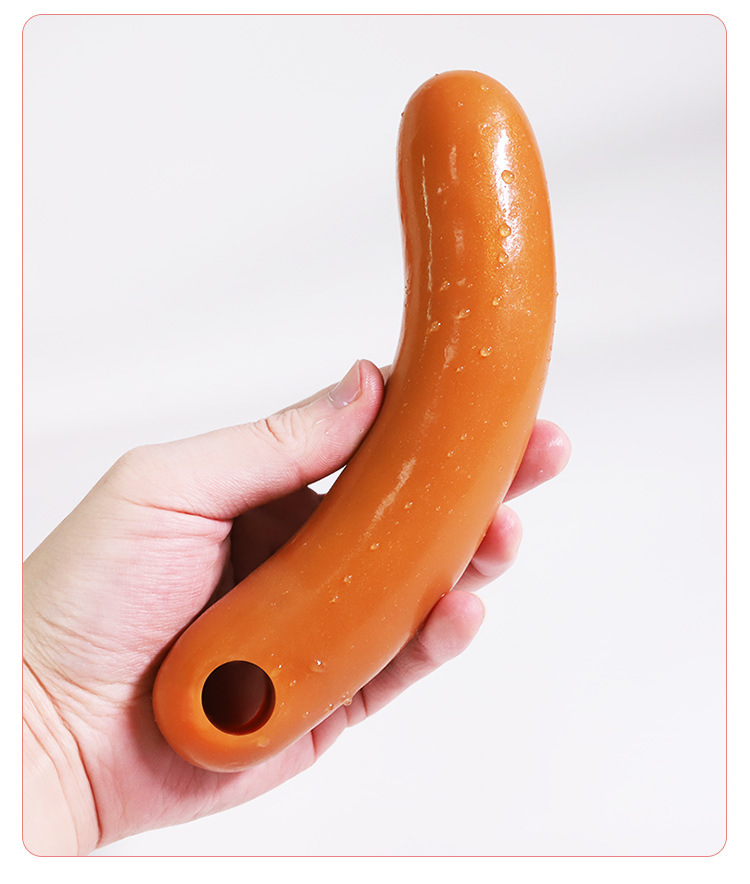 Jiuai Silicone Anal Plug, Large Hot Dog Shape, Skin-Tone Non-Vibrating Design — detail image 18