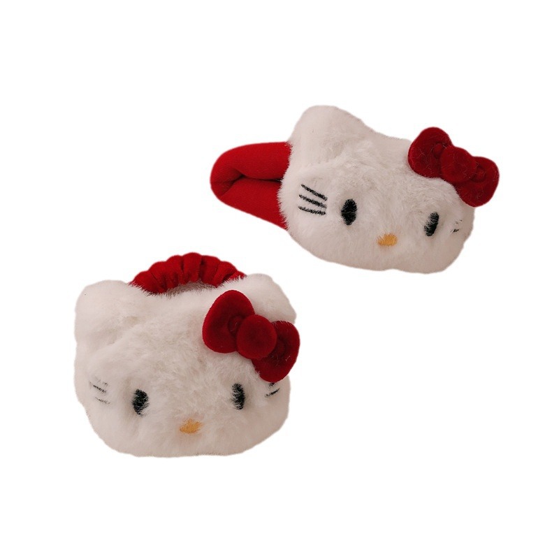 Nuevo lindo gato peludo arco rojo clip de cabello de terciopelo BB atmósfera tarjeta de cabello gran adornos de cabello