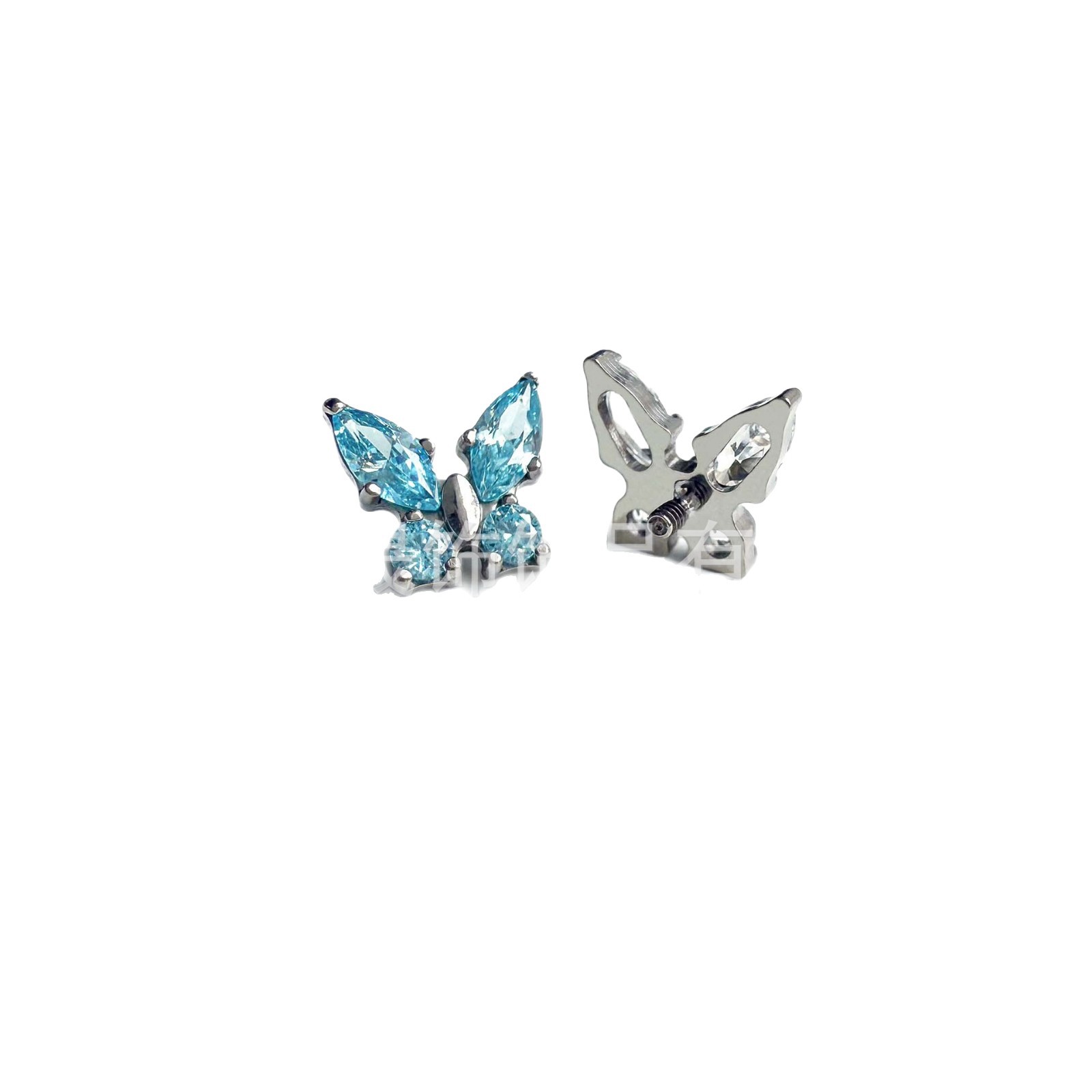 F136 Titanium Multicolor 马眼 Butterfly Cubic Zirconia G23 Implant Grade Titanium 人体 Piercing Jewelry Helix Cartilage Stud Geometric 造型炫