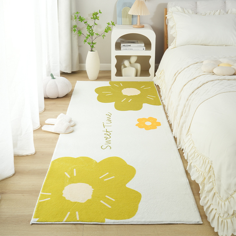 간단한 신선한 꽃 캐시미어 카펫 침실 침실 침실 방 소녀 마스터 침실 침실 긴 침대 옆 매트 아래 침대
