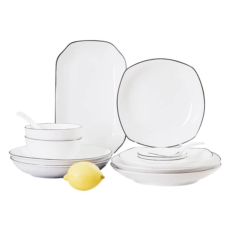 Керамическая посуда Nordic Black Line INS Простая тарелка Бытовая миска для риса Керамическая посуда Изготовление подарков