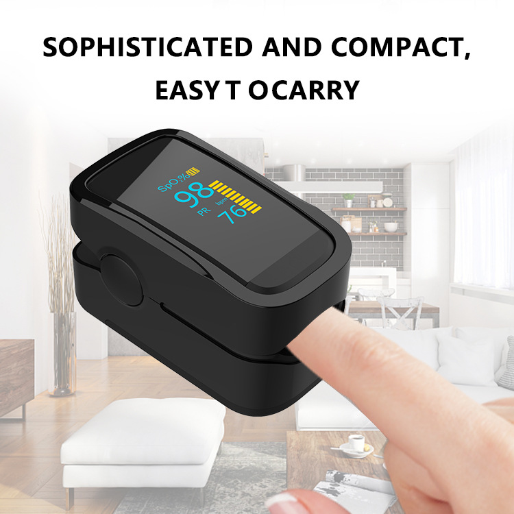 外贸跨境指尖血氧仪 指夹式血氧饱和度心率监测 彩屏脉搏血压计