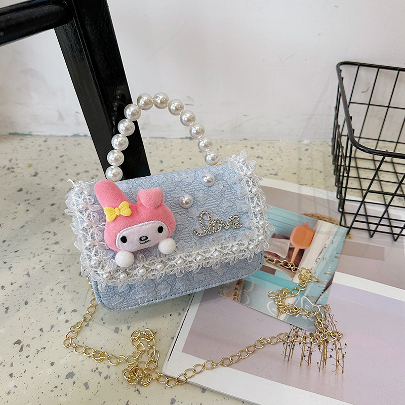 2025 nuevo bolso de perla para niños arco encantador caricatura cadena de estilo exterior bolsa de cambio de moda versátil