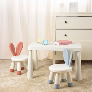 Kindergarten Tables and Chairs, Children's Table Set, Baby Toy Table, Plastic Study Desk, Bunny Chair, Hezhipingqi