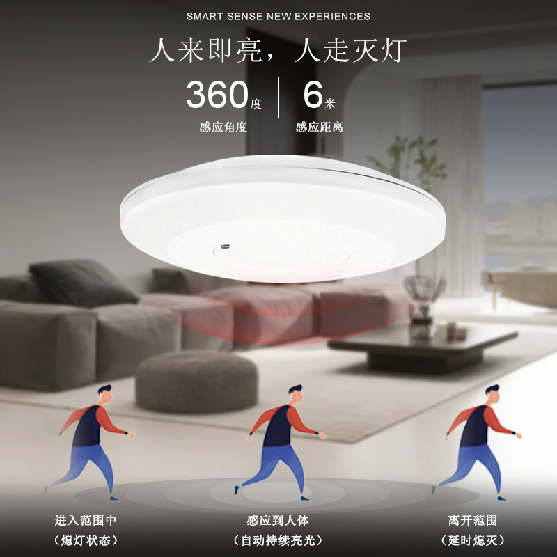 110V 220V超薄款雷达感应开关楼道车库吸顶式可调微波雷达传感器