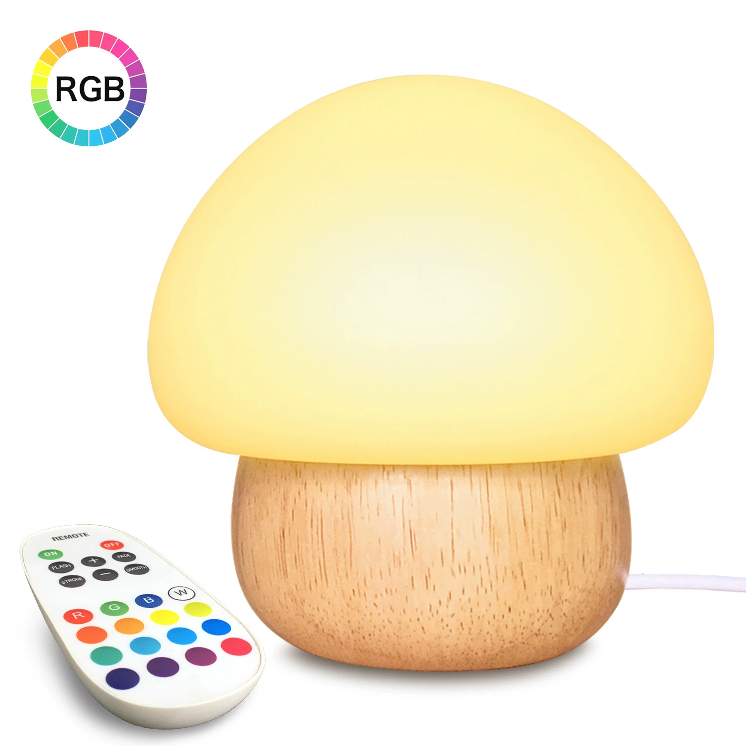 16 цветов твердая древесина Творческий силиконовый ночник красочный цветной пульт дистанционного управления Кормление ребенка день рождения гриб лампа