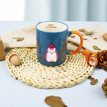 跨境新品牛奶杯软胶PVC创意动物陶瓷马克杯加印logo早餐水杯学生