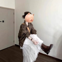 春の気質、海辺での休暇、女性用の白いサスペンダードレス、2025春の新しいケーキスカート、ロングスカート
