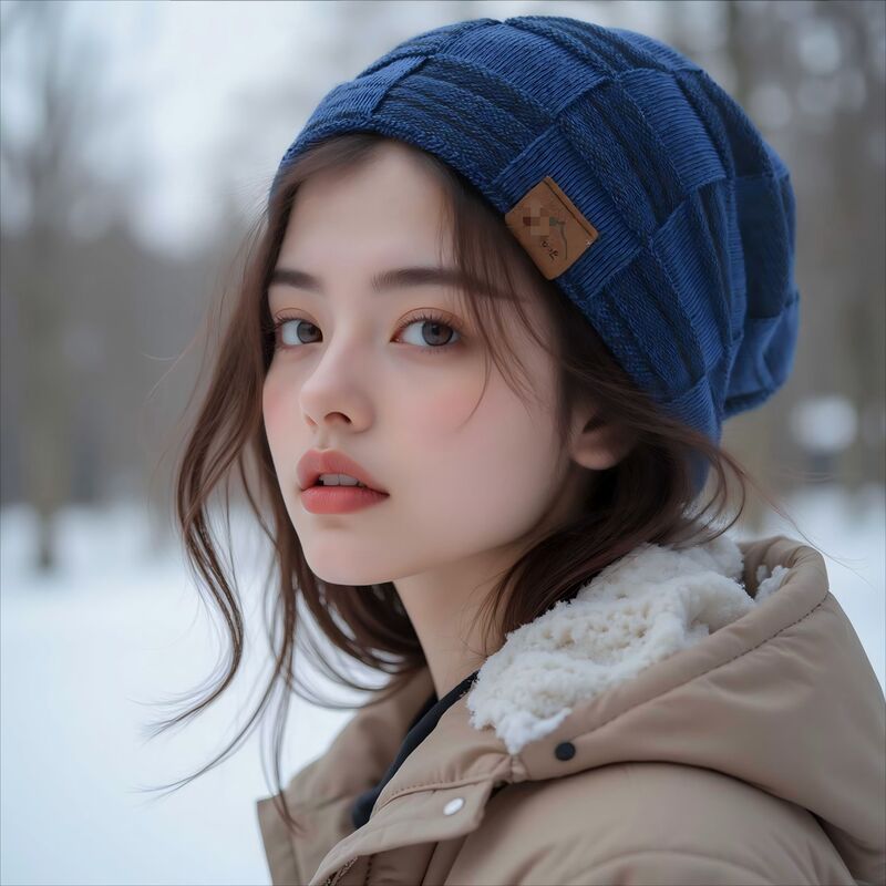 秋冬加绒混色百搭毛线针织帽保暖时尚套头帽欧美冬季女帽跨境|undefined