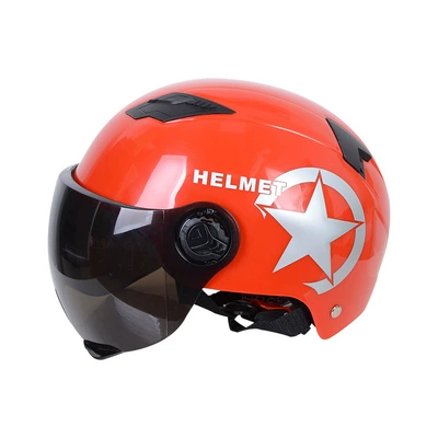 Motosiklet kaskı (dəbilqə) Helmet Men's and Women's Half Helmet - cross-border-exclusive-sale-red-with-tea-mirror
