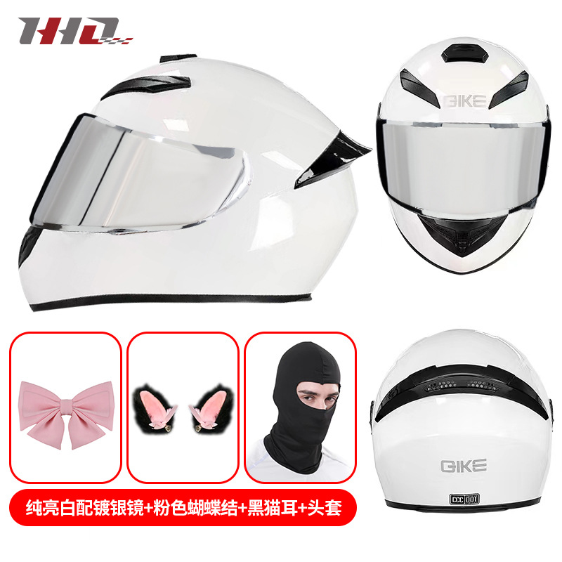 Fábrica Sonic chica misma motocicleta casco completo arco gato oído decoración con Bluetooth motocicleta eléctrica casco de seguridad