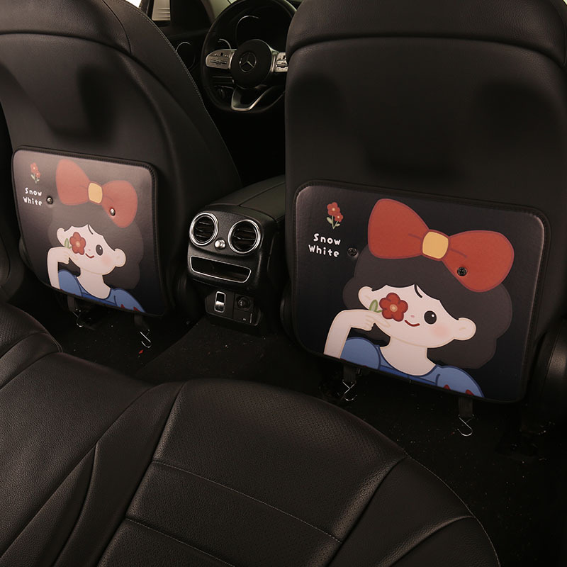 Snow White Anti-Kick Pad Car Seat Back Cute Car Seat Back Protection Pad Leather Stain-Resistant Car Anti-Kick Pad