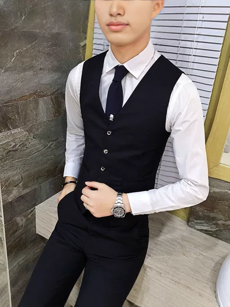 British Suit Vest Men's Suit Vest Men's Slim Business Thin Vest Work Clothing Formal Vest