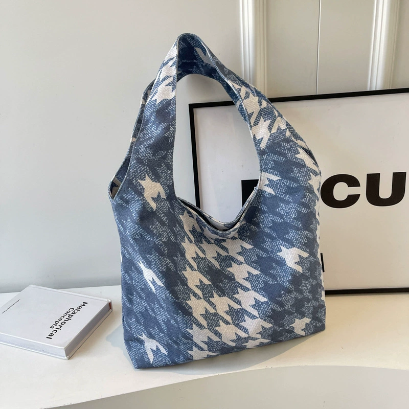 Genuine capacious denim shoulder bag, shopping bag