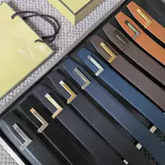 TF Genuine Leather Belt Reversible Top Grain Cowhide Men's Belt Business Formal Dress Pants Lychee Grain Cowhide Belt