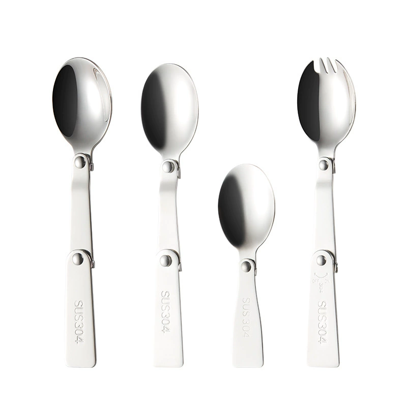 Складной spoon из нержавеющей стали, мерный чашек, дорожный вилка для путешествий, портативная посуда, нержавеющая сталь AISI 304