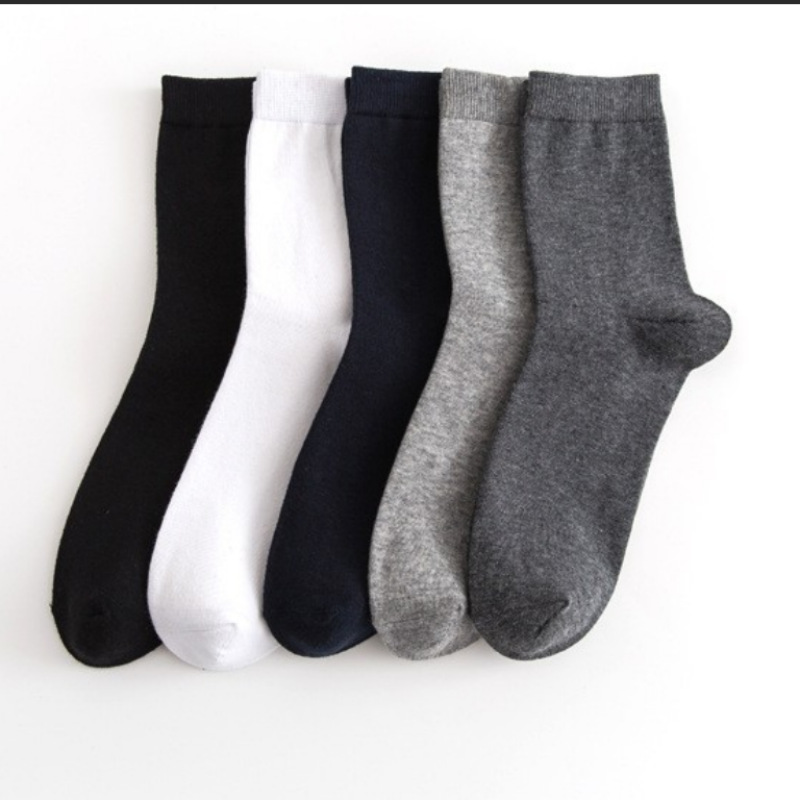 Pure Cotton Men's Mid-Calf Socks Spring & Fall Business Pure Cotton Men's Socks Pure Color Casual Cotton Socks Black and White Socks