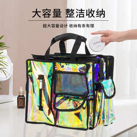 透明炫彩PVC 防水收纳包手提化妆品专业洗漱包化妆工具化妆包批发