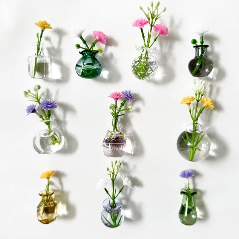 Mini vasos de adsorción transfronterizos refrigerador pegatinas decoraciones ins cerámica mosaico mini vasos de flores para gatos deben recolectar botellas