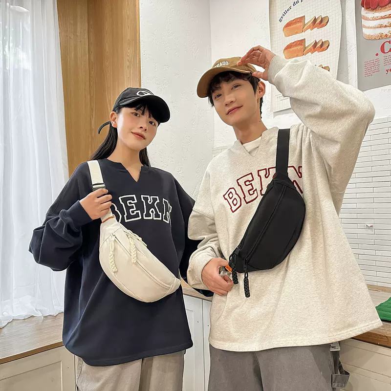 超火胸包夏新款韩版运动时尚洋气拉链女士腰包宽肩带小包包斜挎包